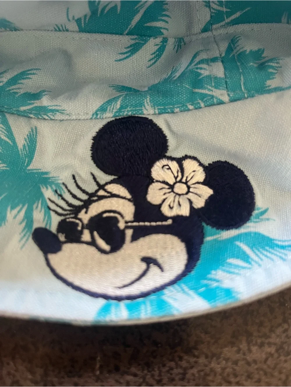 Disney Vintage Minnie Mouse Blue Hawaiian Print Bucket Hat